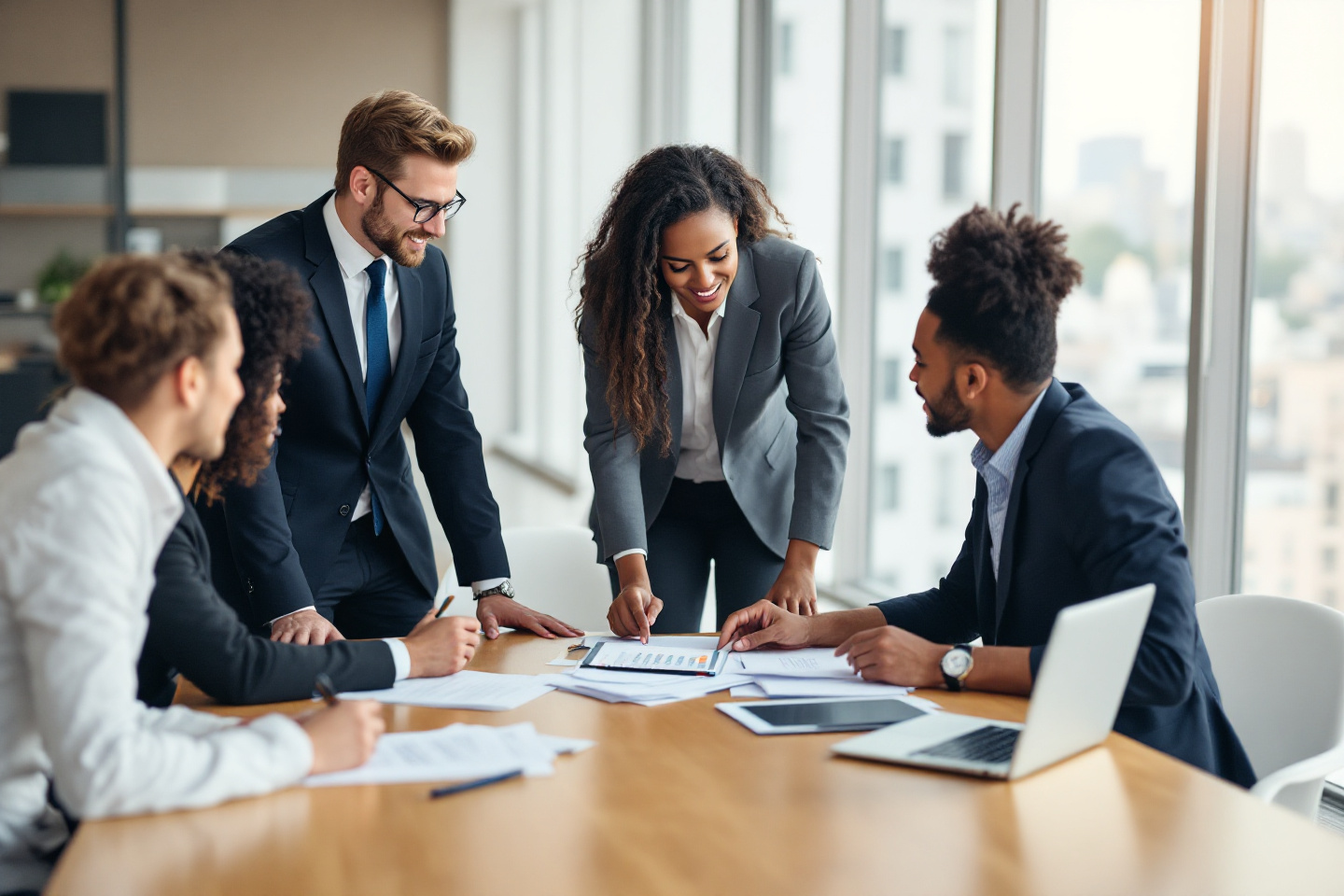 Groupe d'avocats discutant de la gestion des rendez-vous
