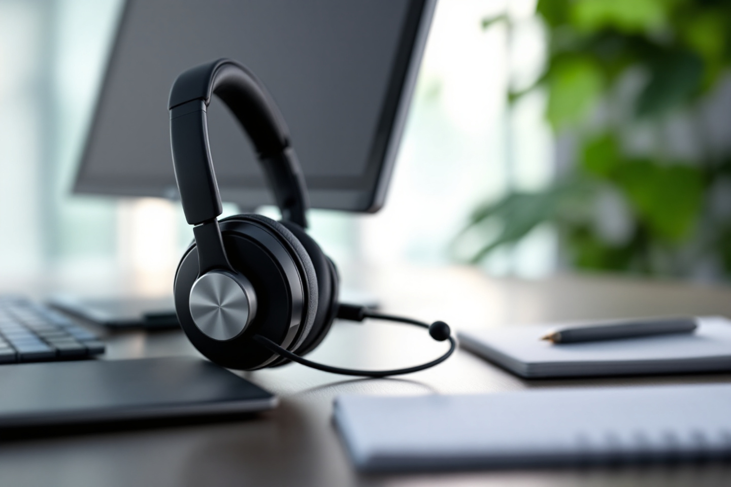 Service client premium avec un casque moderne