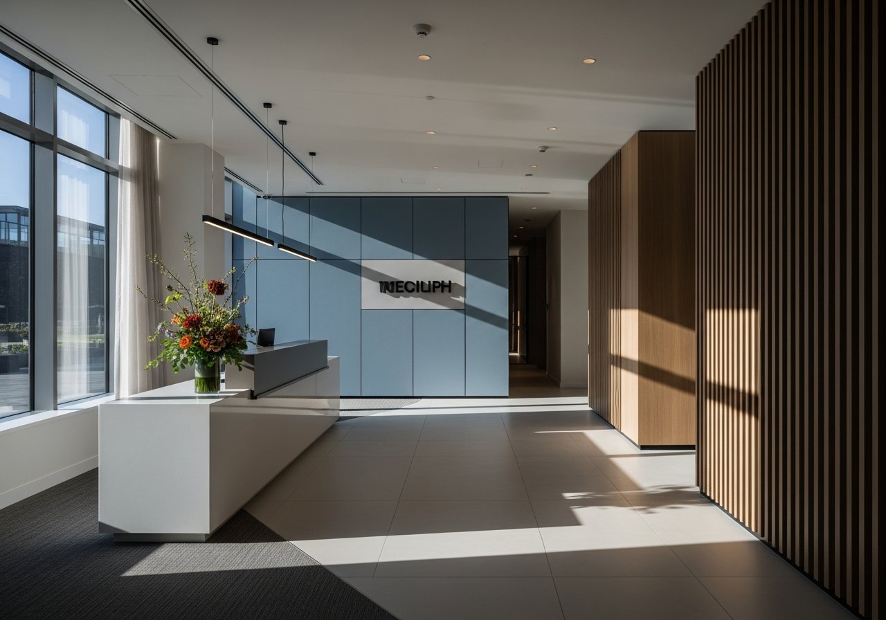 Un environnement de bureau élégant qui évoque le professionnalisme d'un accueil téléphonique personnalisé de qualité.