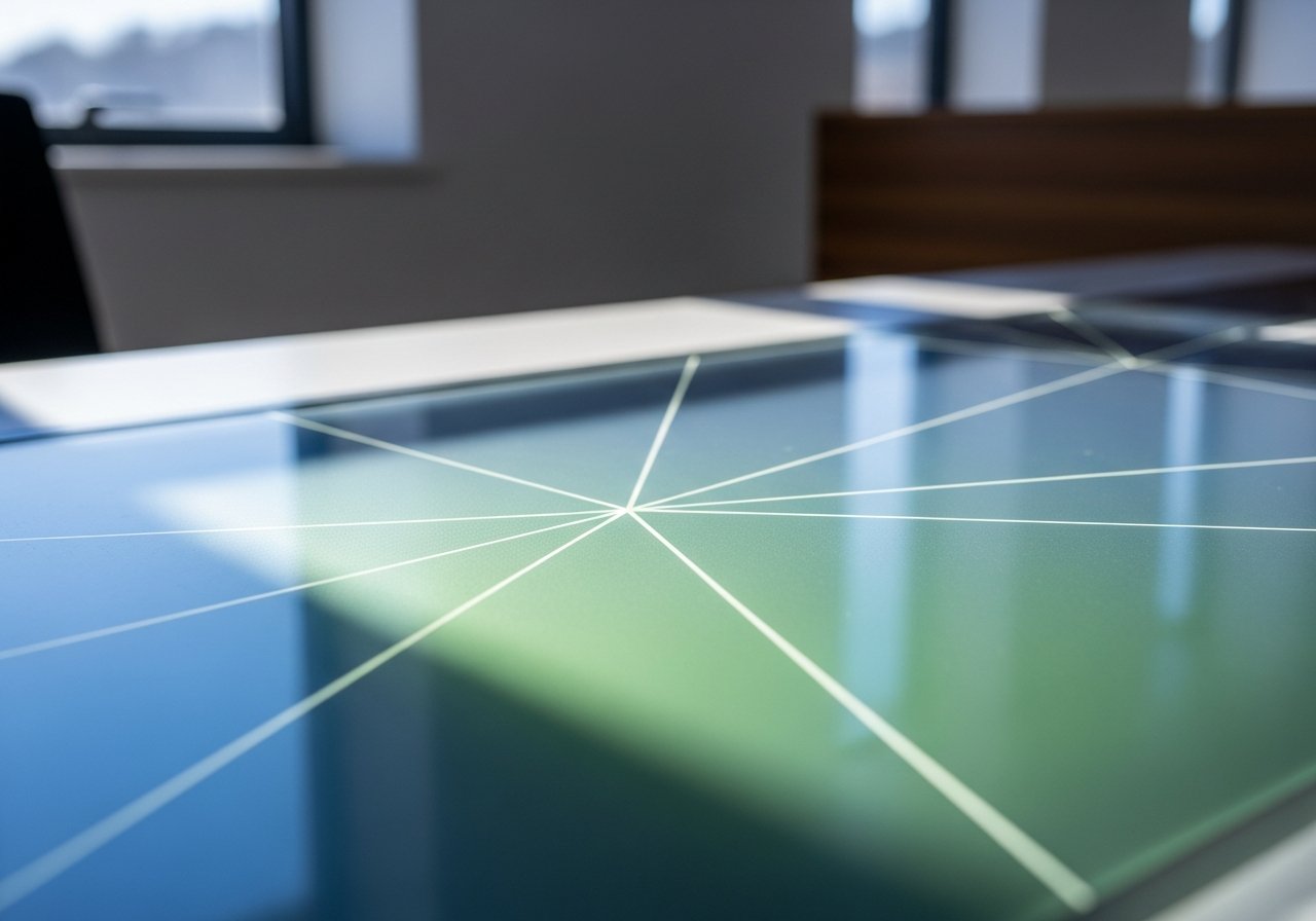 Un visuel abstrait symbolisant l'accueil et le professionnalisme offerts par une permanence téléphonique bilingue.