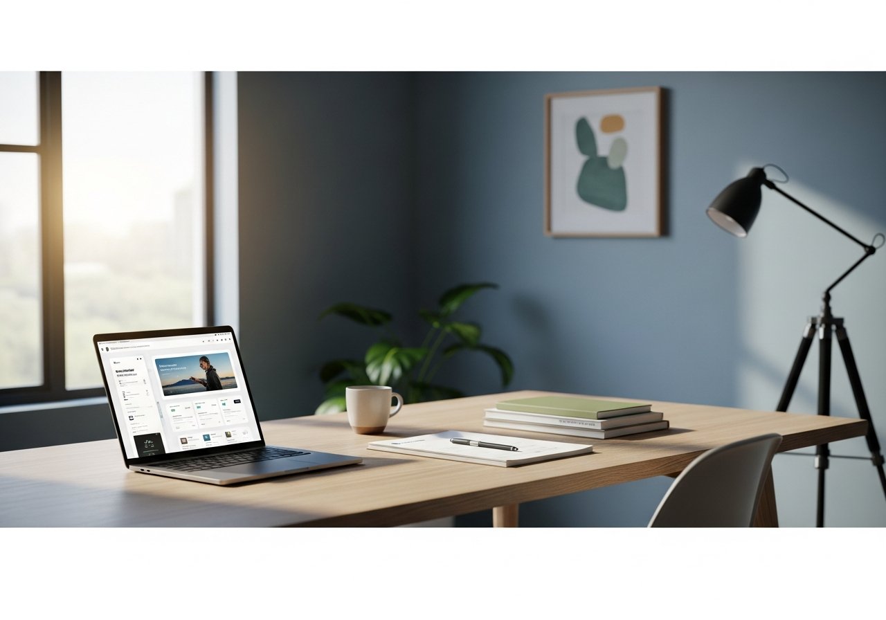 Un espace de travail moderne symbolisant l'efficacité d'un service de secrétariat à distance pour les entreprises.